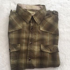 Men's olive green button down
